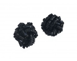 Black Twist Bead Knot Post Earrings
