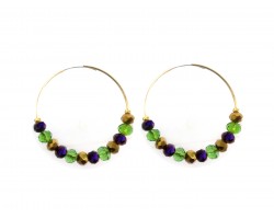 Mardi Gras Crystal 40 mm Gold Hoop Earrings