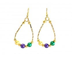 Mardi Gras Pearl Twist Teardrop Hook Earring