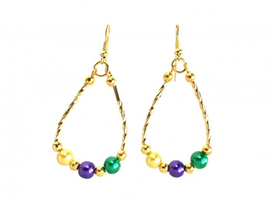 Mardi Gras Pearl Twist Teardrop Hook Earring Mardi Gras Pearl Twist Teardrop Hook Earring