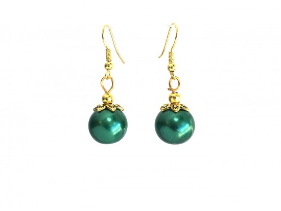 Green Christmas Ornament Ball Dangle Hook Earrings