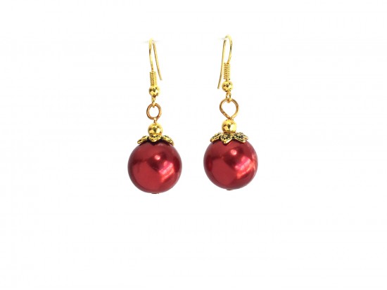Red Christmas Ornament Ball Dangle Hook Earrings