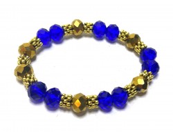 Blue Gold Crystal Bead Stretch Bracelet