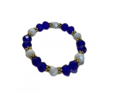 Blue White Crystal Bead Stretch Bracelet