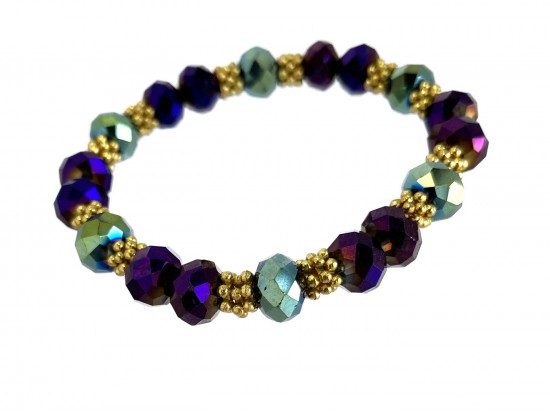 Mardi Gras Crystal Bead Stretch Bracelet
