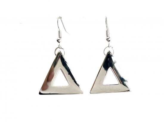 Silver Triangle Shaped Hook Earrings