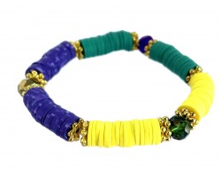 Mardi Gras Rubber Heshi Crystal Stretch Bracelet