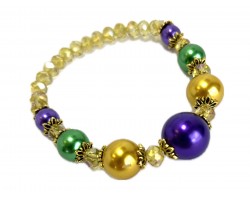 Mardi Gras Pearl Crystal Stretch Bracelet