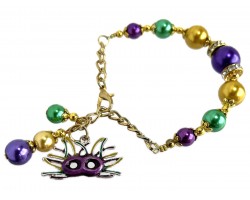 Mardi Gras Pearl Bead Chain Bracelet