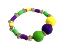 Mardi Gras Silicone Beaded Stretch Bracelet