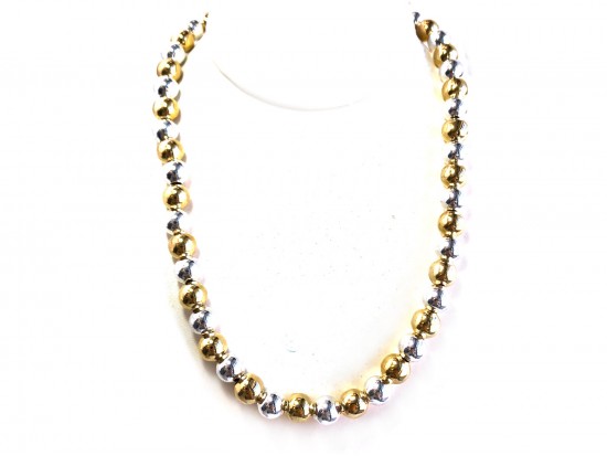 Gold Silver 10mm Bead Necklace