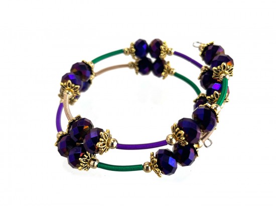 Mardi Gras Crystal Memory Wire Coil Bracelet Mardi Gras Crystal Memory Wire Coil Bracelet