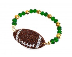 Green Gold Crystal Football Stretch Bracelet