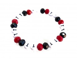 Red Black Crystal TT Bead Stretch Bracelet