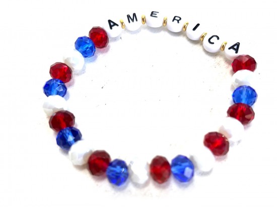 America Crystal Letter Stretch Bracelet
