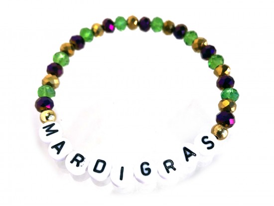 Mardi Gras Crystal Letter Stretch Bracelet Mardi Gras Crystal Letter Stretch Bracelet