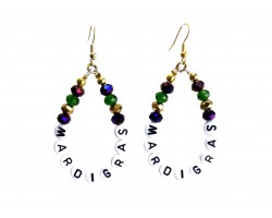 Mardi Gras Crystal Letter Teardrop Earrings Mardi Gras Crystal Letter Teardrop Earrings