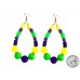 Mardi Gras X-Lg Teardrop Bead Hook Earrings