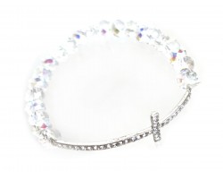 AB Crystal Thin Cross Stretch Bracelet