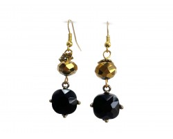 Black Gold Crystal Beaded Hook Earring